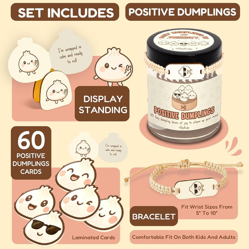 STOFINITY Emotional Support Dumplings Cards - Positive Affirmation Jar with 60 Uplifting Notes, Funny Christmas Gifts for Teen Girls, Women, Teacher, Tween, Birthday Gifts for Teen Girls Trendy Stuff - Image 2